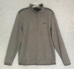 Under Armour Sweater Mens Medium 1/4 Zip Gray ColdGear Loose Pullover Mock Neck