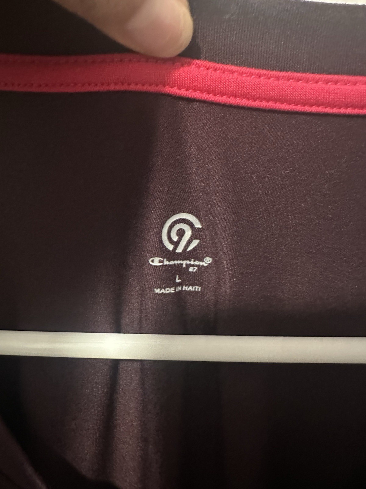 Champion Womens Maroon Long Sleeve Athletic T-Shirt L Athletic Fit Crew Stretch gallery