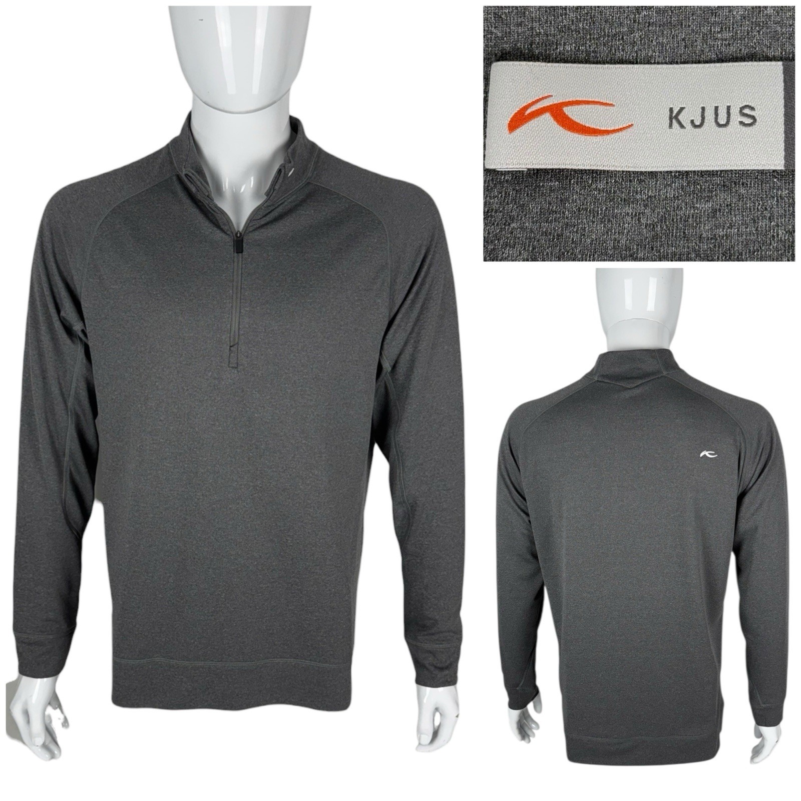 KJUS Mens Large 52 Pullover Keano Half Zip Golf Midlayer Gray Long Sleeve EUC gallery