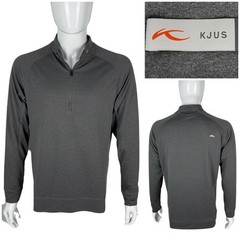 KJUS Mens Large 52 Pullover Keano Half Zip Golf Midlayer Gray Long Sleeve EUC