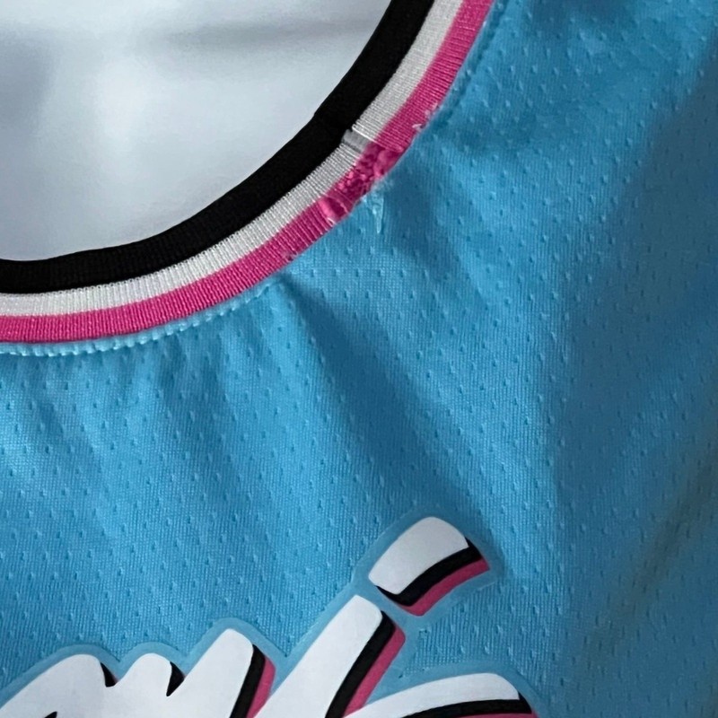 RARE Authentic Nike Wade Miami Heat Vice Nights Blue Pink Herro Jersey Size L BG gallery