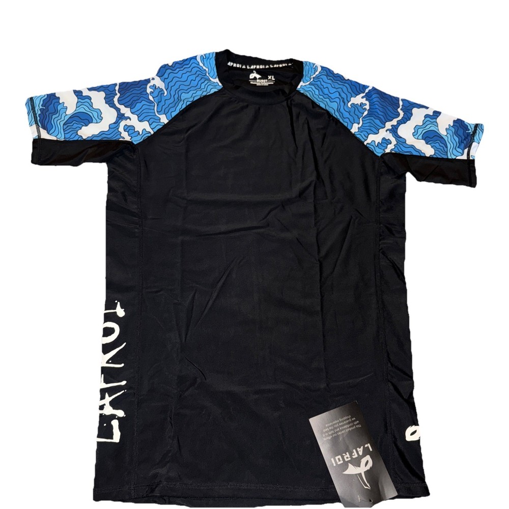 NWT Lafroi Burst Rash Guard Shirt Men's XL Black Maximum Performance Compression