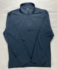 Merrell 1/4 Zip Shirt Mens L Blue Long Sleeve Lightweight Zip Pockets Logo