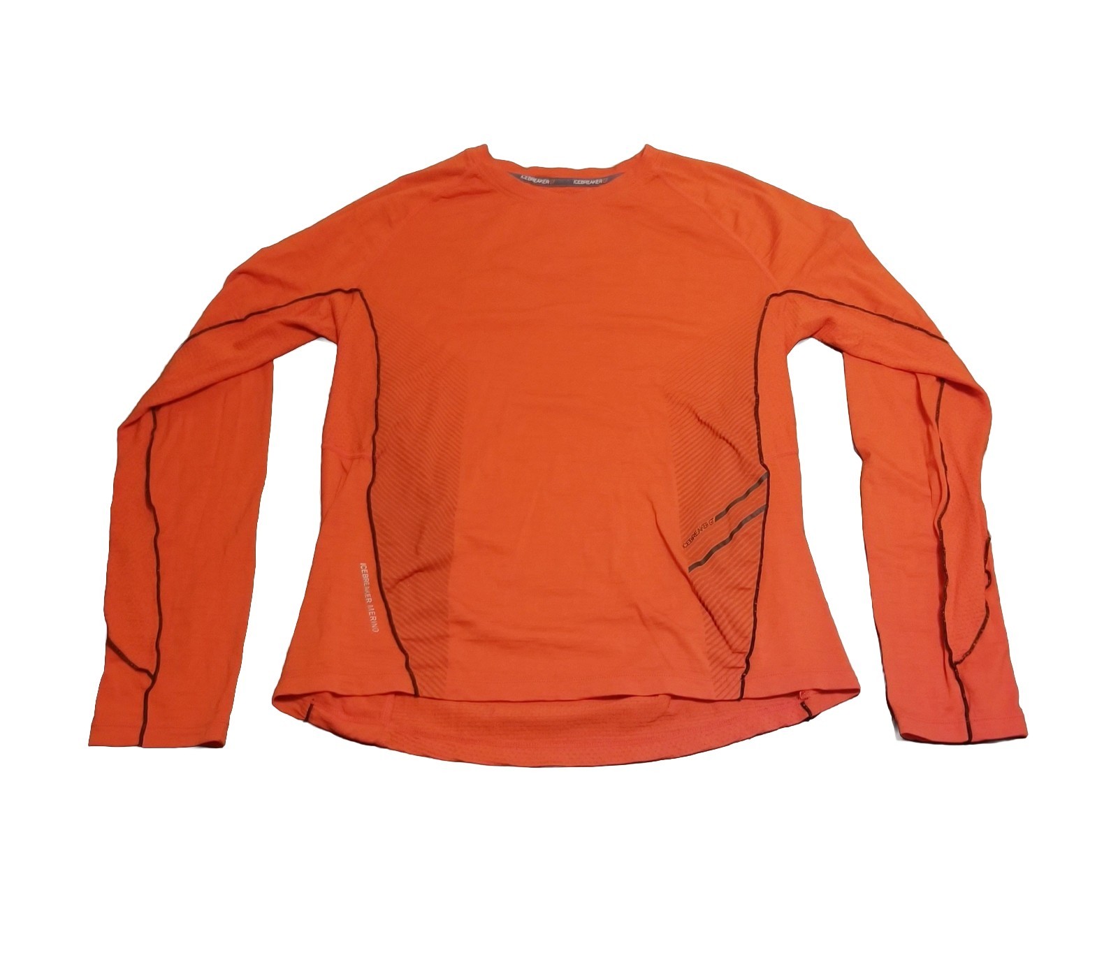 Icebreaker Shirt Men Size Medium Orange Merino GT Wool Blend Stretch Thumb Holes gallery