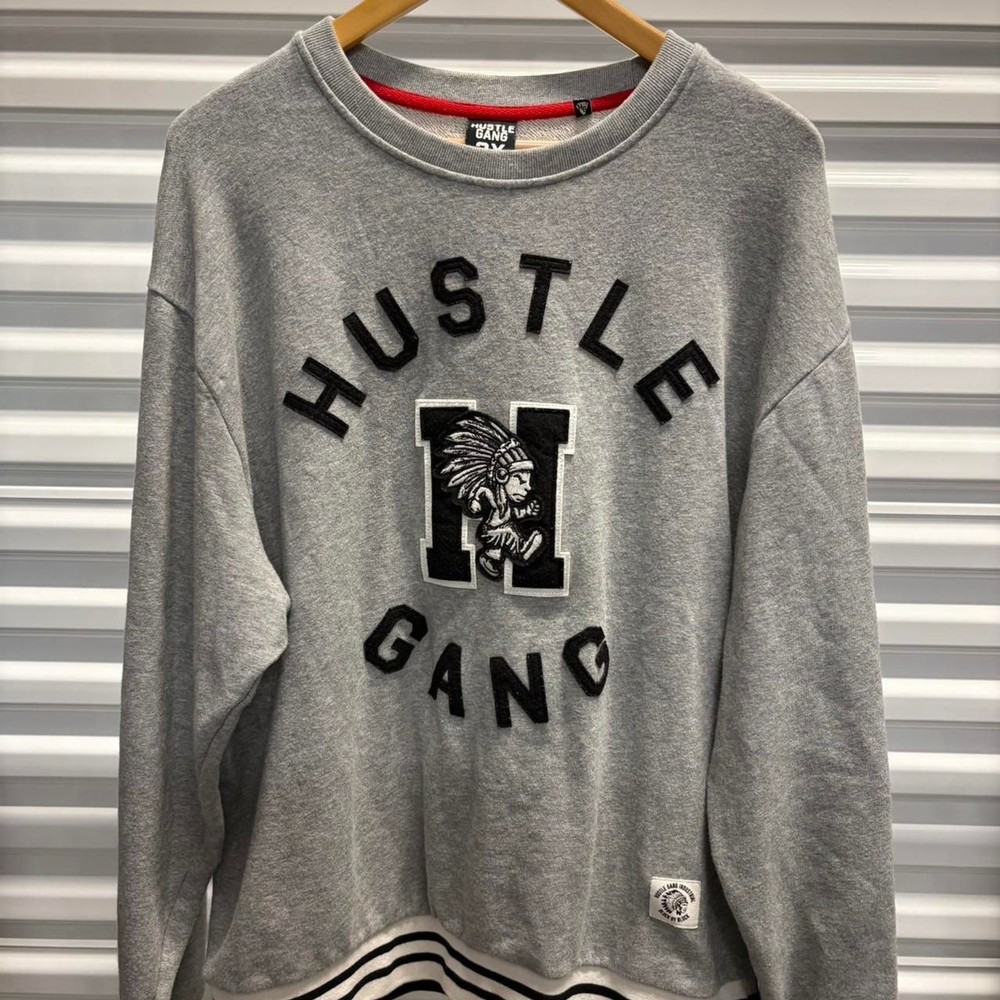 Mens Hustle Gang Native American Chief Crewneck Sweatshirt Sz 2XL