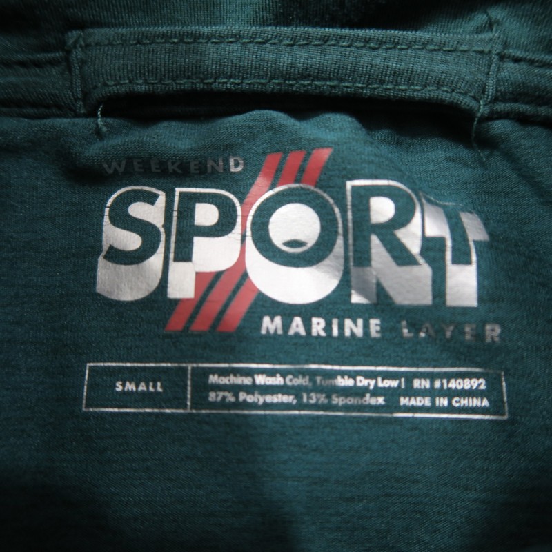 Marine Layer Pullover Mens Small Green Weekend Sport 1/4 Zip Lightweight Stretch gallery