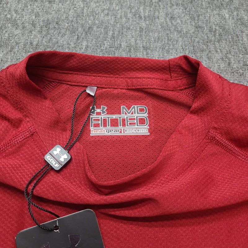 Under Armour Golf Shirt Mens MD Red New HeatGear Fitted Long Sleeve gallery