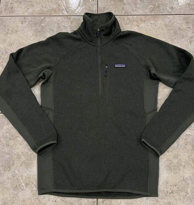 Men's S Patagonia Performance Better Sweater Army Green 1/4 Zip Fleece Hiking gallery