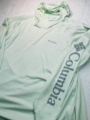 Columbia Omni-Shade Shirt Men’s XXL Lite Green Long Sleeve Hooded Fishing UPF