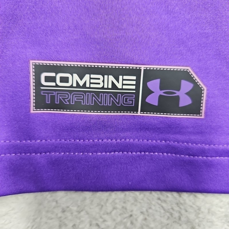 Under Armour Combine Training Compression Purple,Gray,Neon Green Trim Shirt Sz L gallery