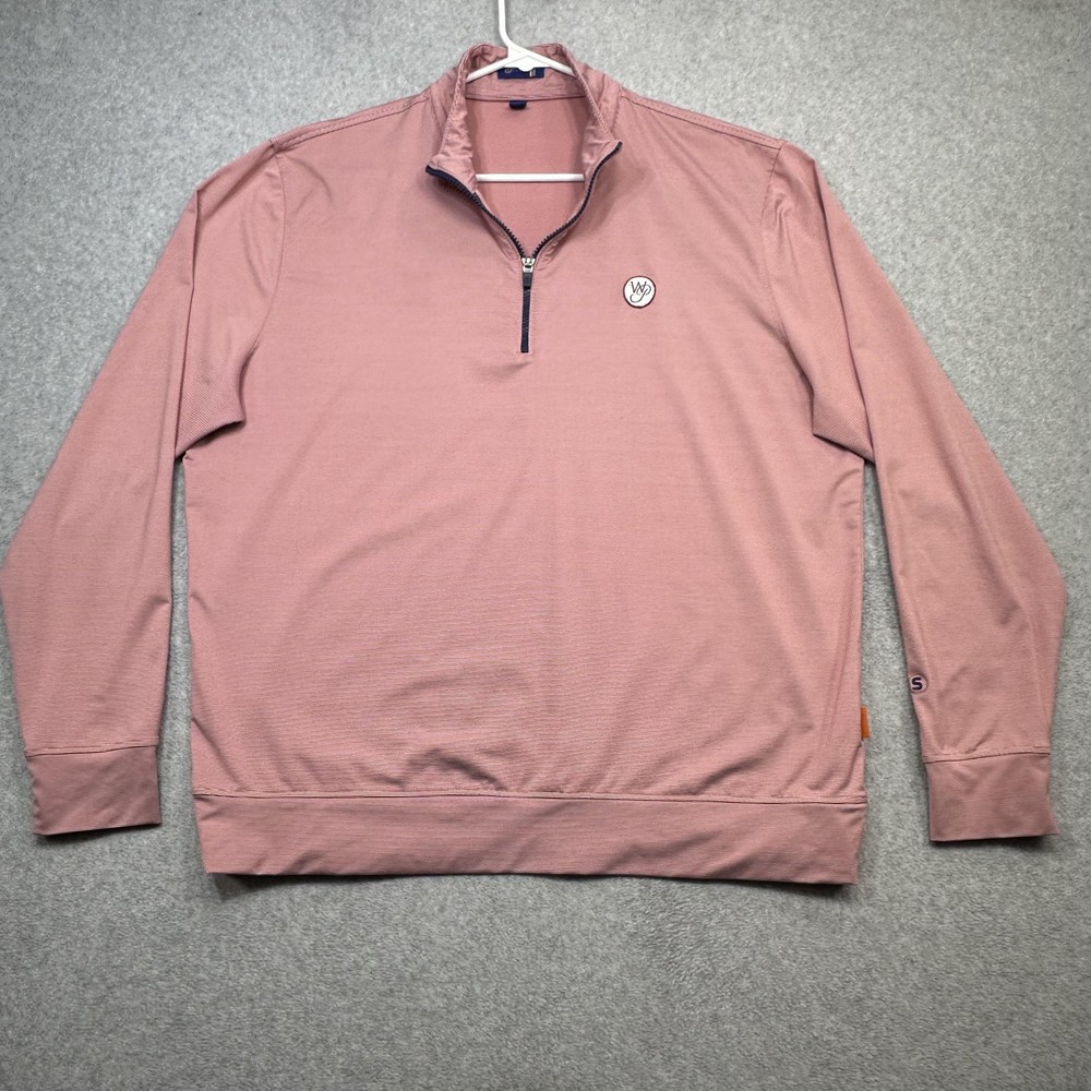 Stitch Golf Sweater Mens Large Red Stripe 1/4 Zip Pullover Performance Stretch