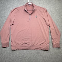 Stitch Golf Sweater Mens Large Red Stripe 1/4 Zip Pullover Performance Stretch