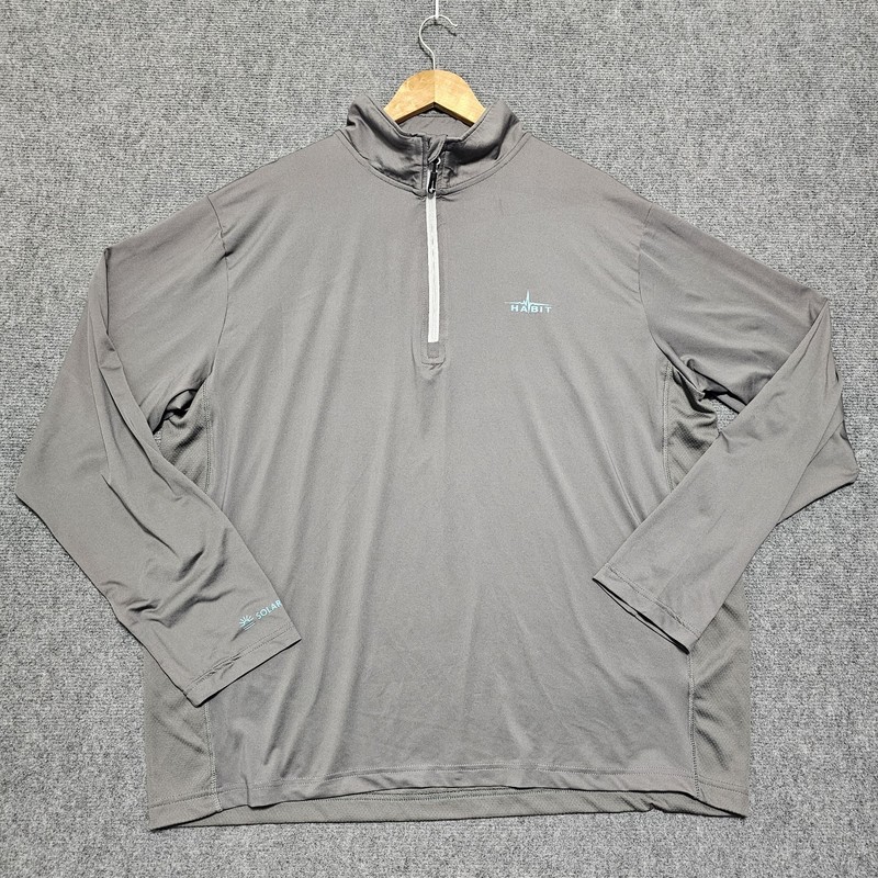 Habit Men's 2XL 40+ Solar Factor Performance 1/4 Zip Pullover Fishing Shirt Gray gallery