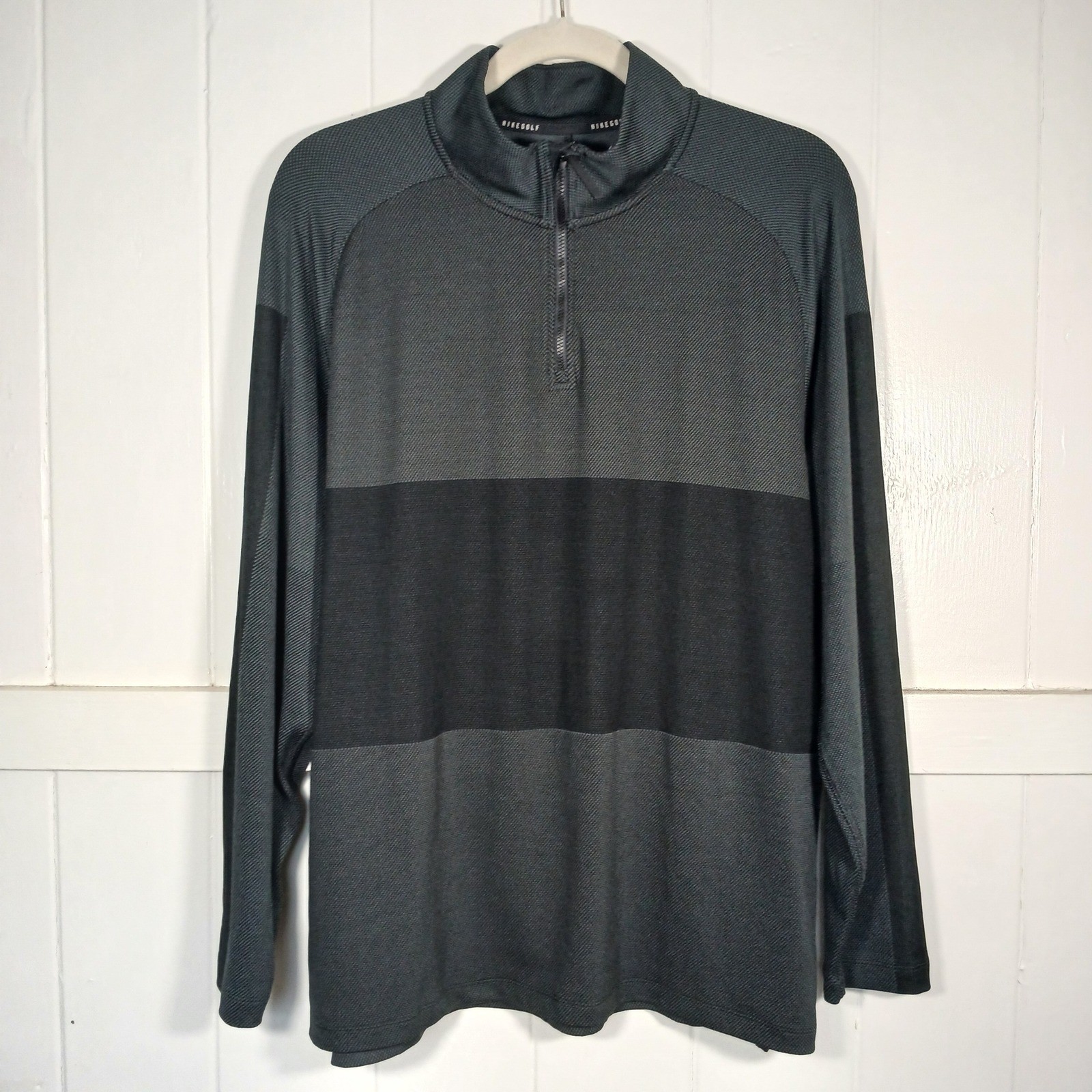 Nike Golf Dri-FIT Mens 1/4 Zip Pullover Black Grey Textured CU9828-010 Large gallery
