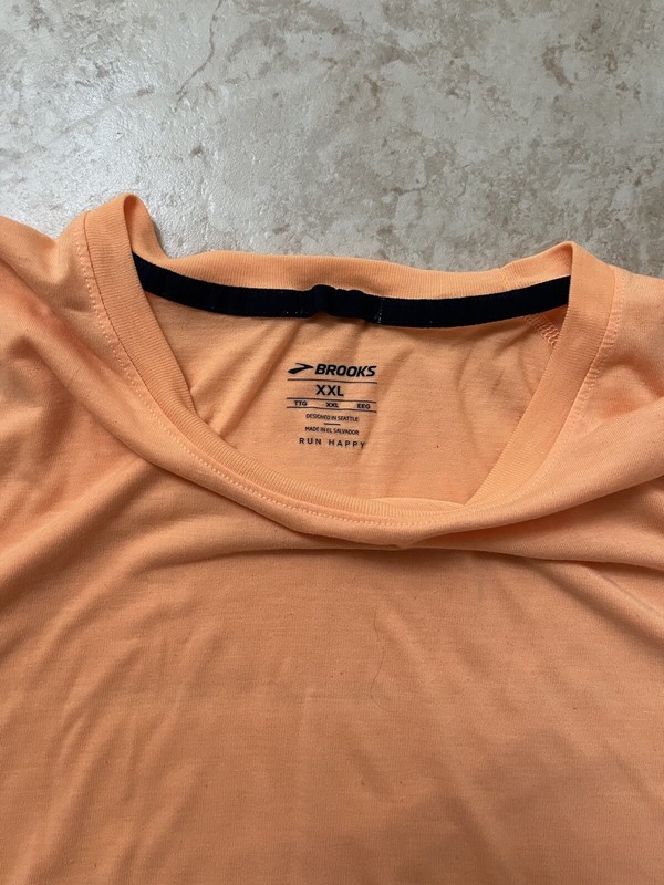 Brooks Steady Short Sleeve Men's Running T-Shirt Peach 2XL Run Happy Racing Tee gallery