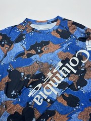 Columbia Men’s PFG T-Shirt Long Sleeve Gamefish Camouflage Blue Size Small