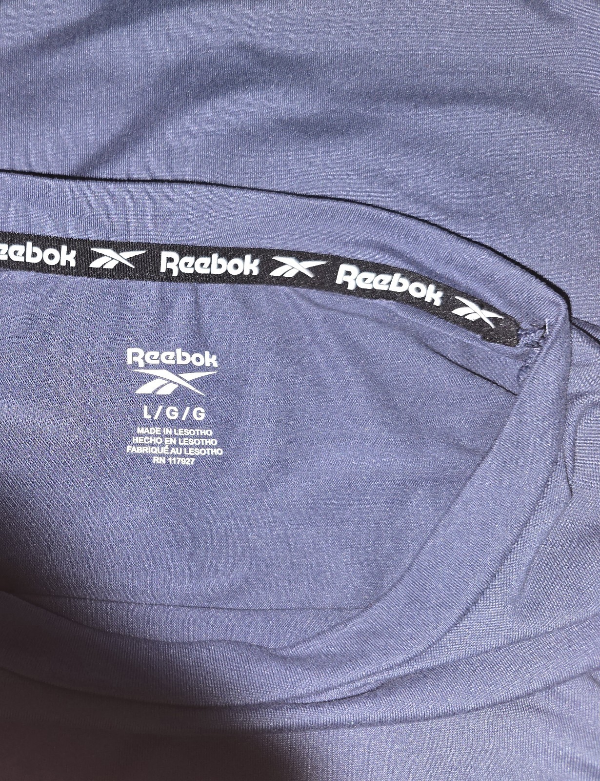 Reebok Men's Basic T-Shirt Navy Short Sleeve L Lightweight Polyester Gym gallery