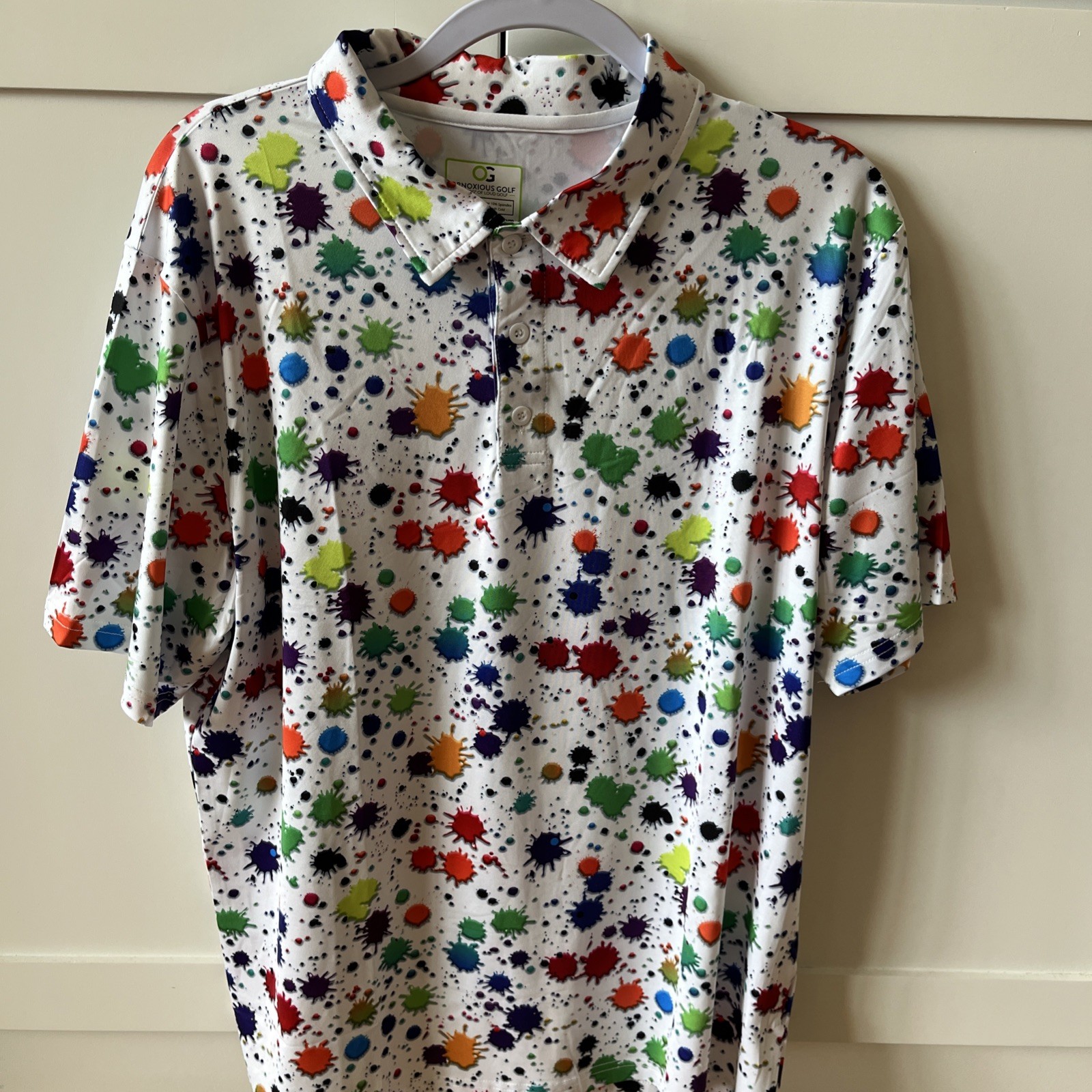 Obnoxious Golf Paint Splatter Graphics Lightweight Polo Shirt Mens Medium gallery