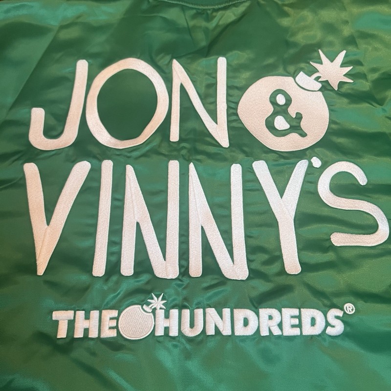 Jon & Vinny’s The Hundreds Collab Green Satin Bomber Jacket NWT $160 Retail Rare gallery