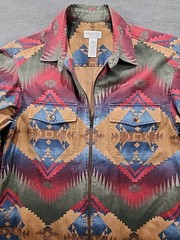 Vtg Jones new york sport shirt zip lightweight jacket aztec Men Sz M 100% cotton