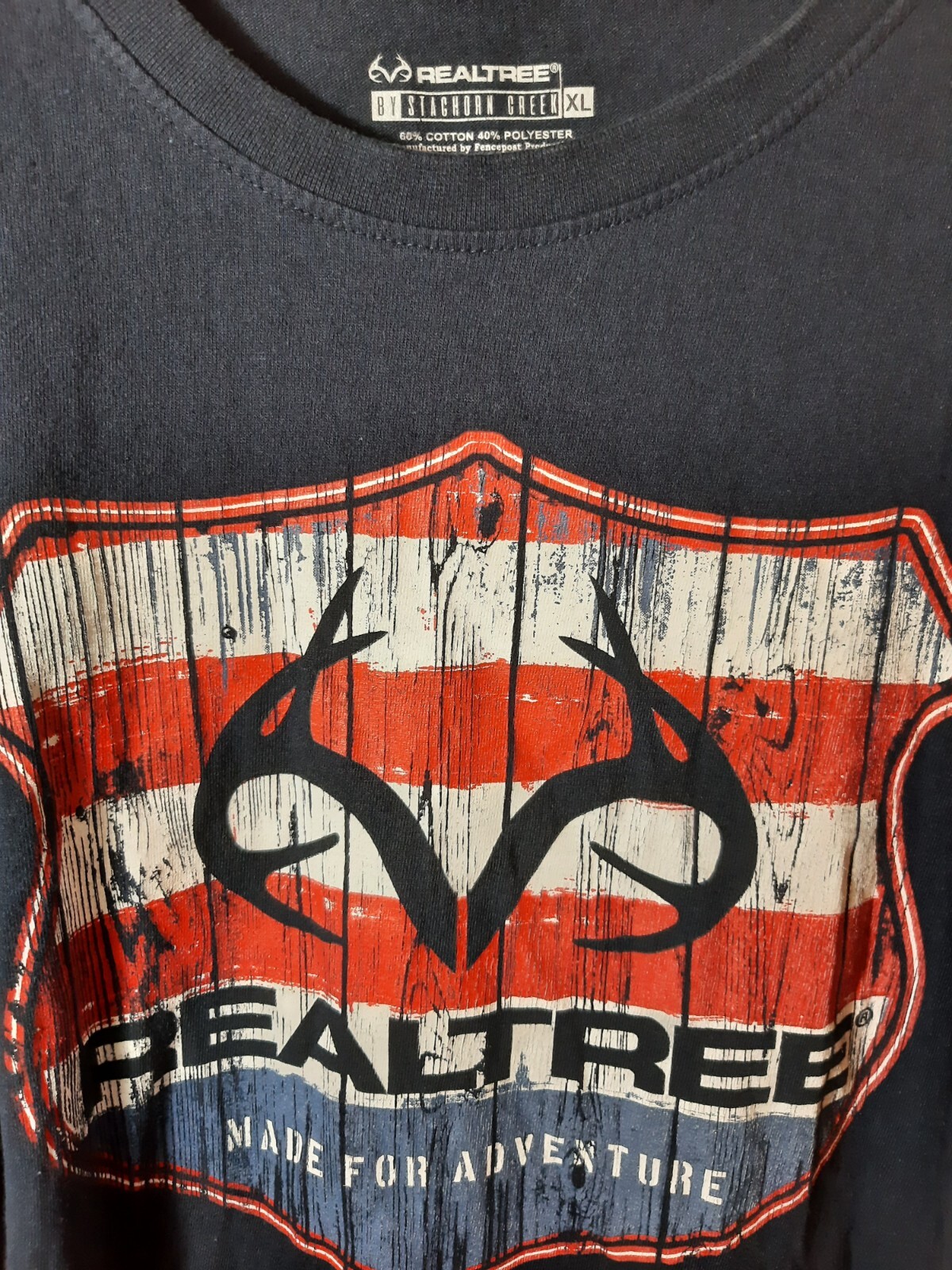 REALTREE BLUE LONG SLEEVE T-SHIRT Red White Blue Patriotic front SIZE XL--EUC!! gallery