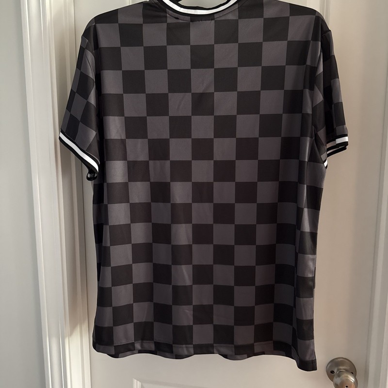 AC/DC Men’s Licensed Baseball Jersey Checkered Print Size L gallery