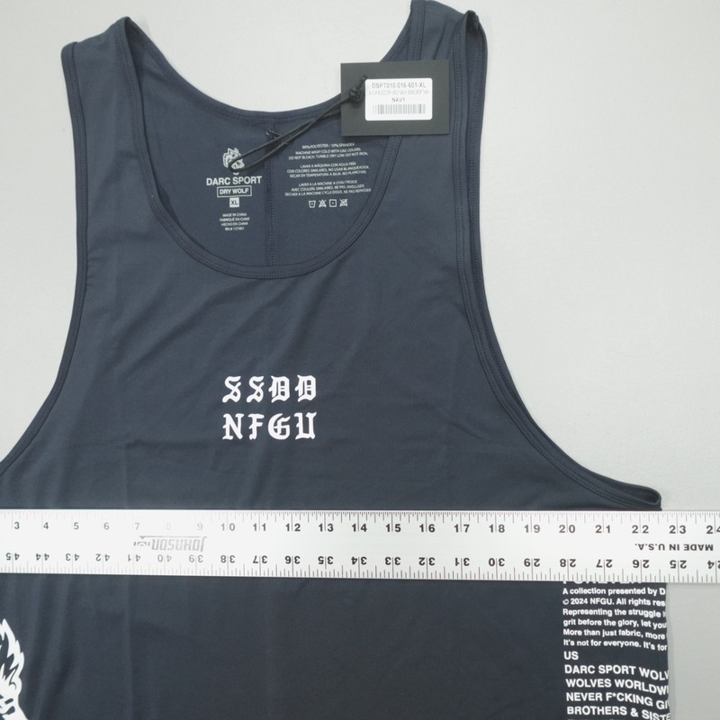 Darc Sport In Our Blood Dry Wolf Back Seam Drop Tank Men's Size XL Navy DSPT010 gallery