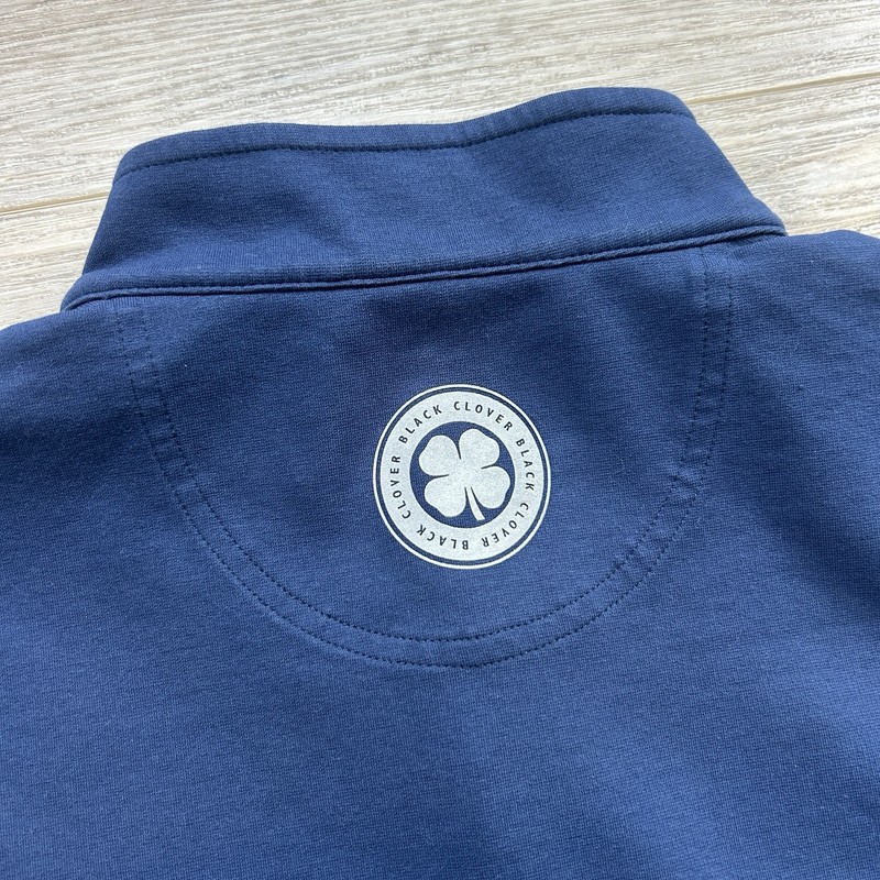 Black Clover Men’s Medium Live Lucky Navy Blue Cotton Blend 1/4 Zip gallery