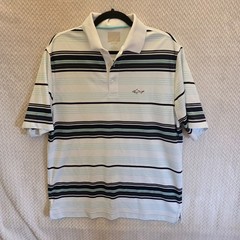 Greg Norman Play Dry Mens Medium S/S Multicolor Striped Athletic Polo Golf Shirt