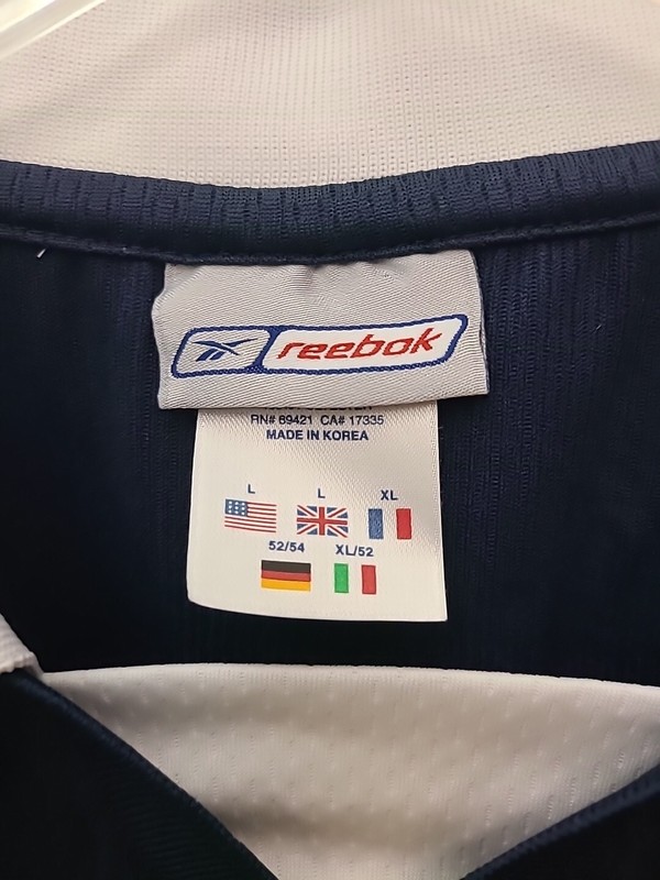 REEBOK Hydromove Men's Pullover Shirt Short Sleeve Navy Blue White Size Large gallery