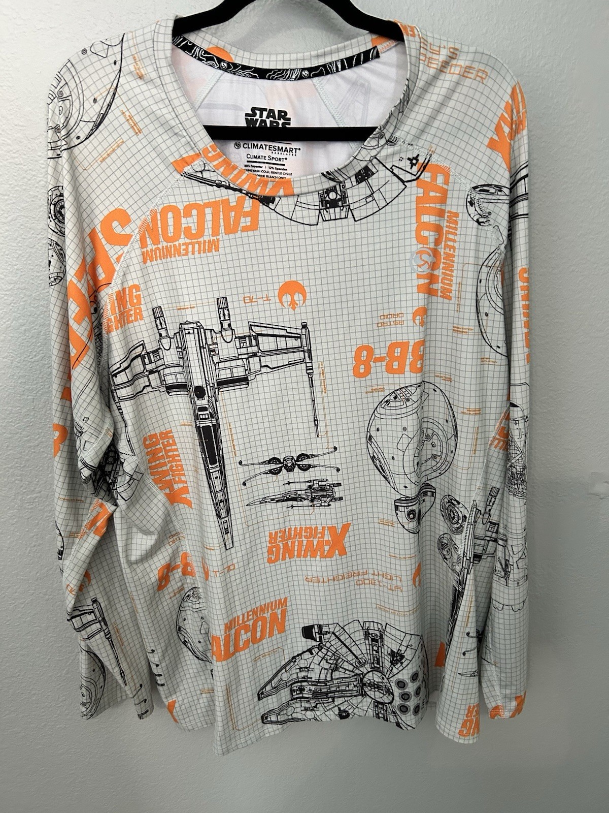 Star Wars ClimateSmart XXL White Orange Graphic Crew Neck Long Sleeve T-Shirt gallery