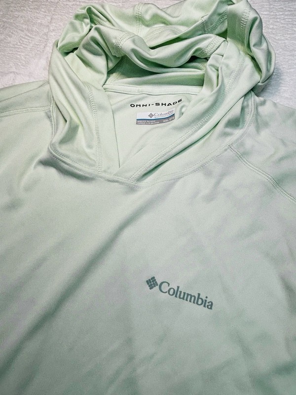 Columbia Omni-Shade Shirt Men's XXL Lite Green Long Sleeve Hooded Fishing UPF gallery