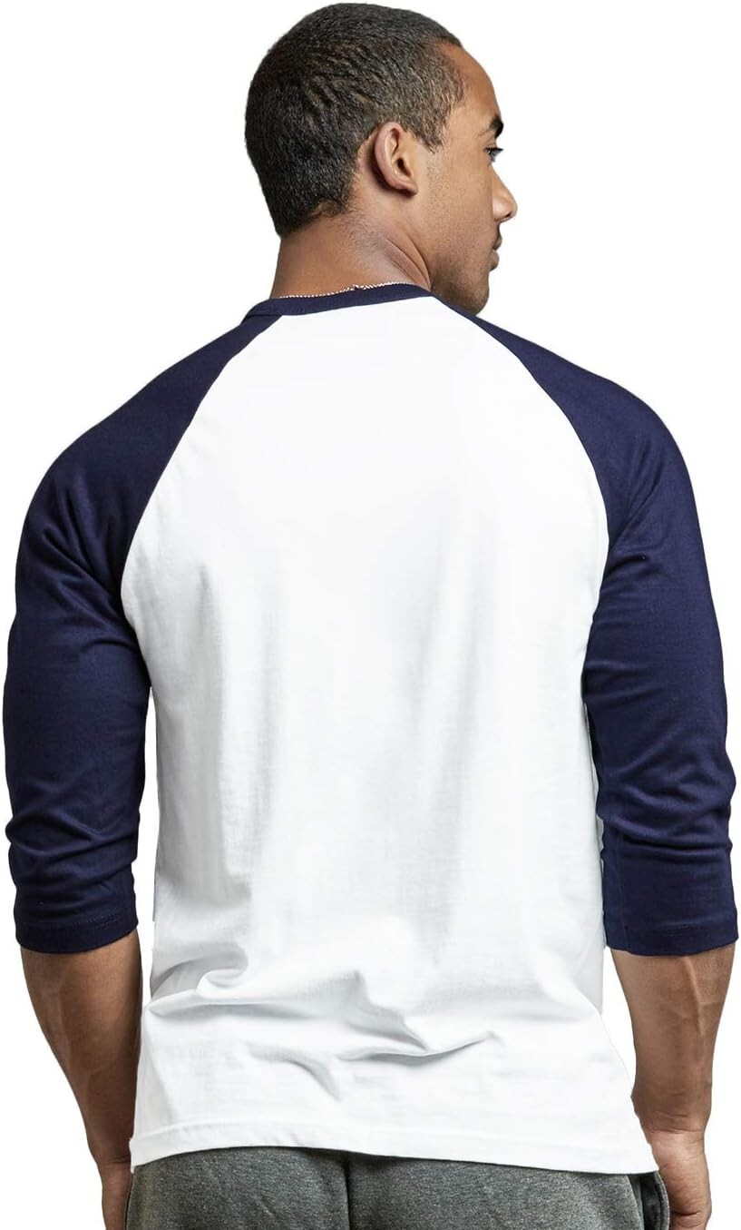 TOP PRO Men's 3/4 Sleeve Casual Raglan Jersey Baseball Tee Shirt (1XL / NV/WHT) gallery