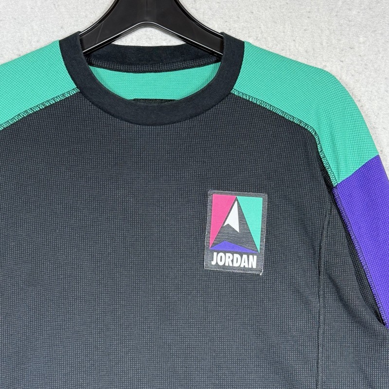 Jordan Mountainside Thermal Shirt Men's Medium Black Green Purple Waffle Knit gallery