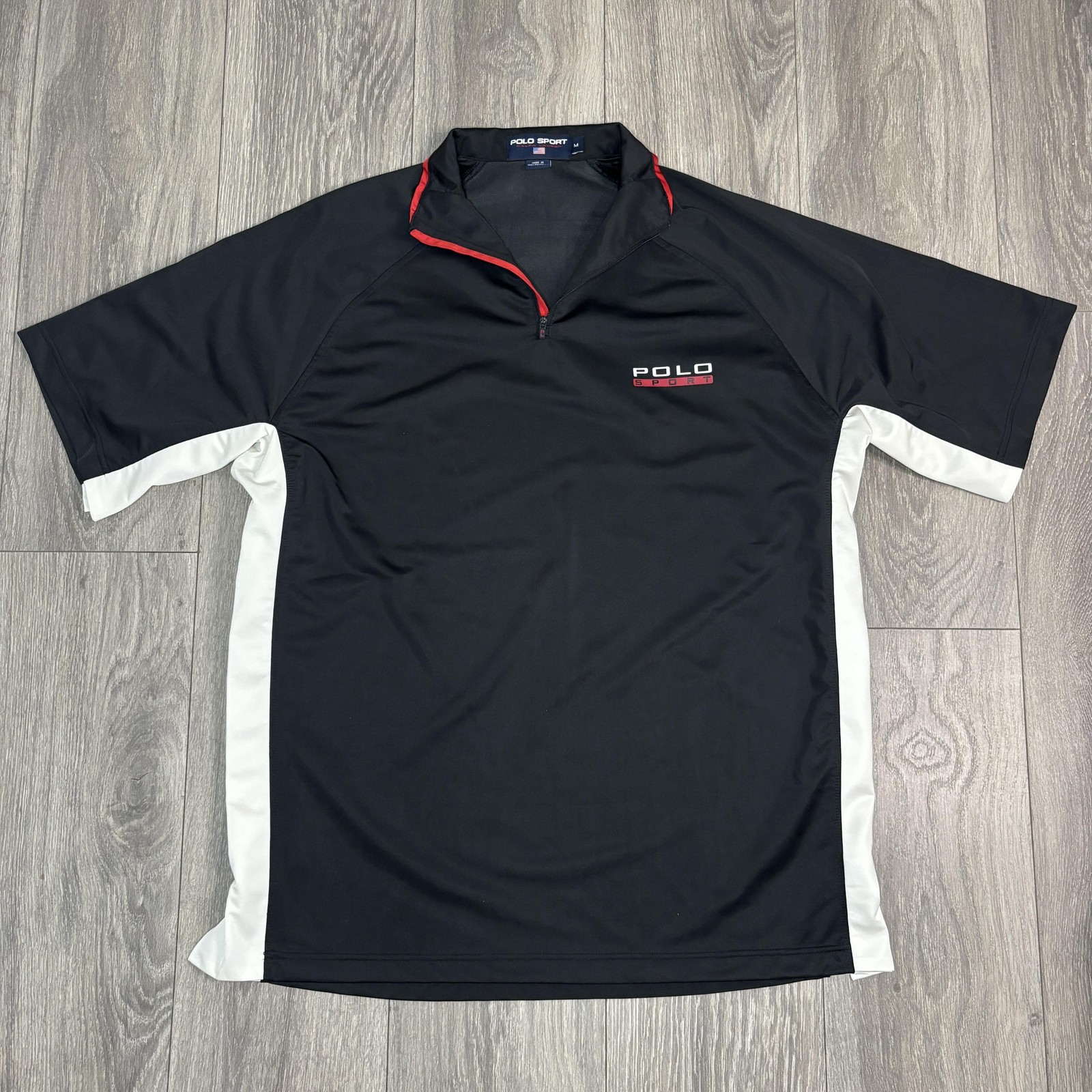 Polo Sport Ralph Lauren Shirt Mens Medium Black Quarter Zip Snap Side Athletic gallery