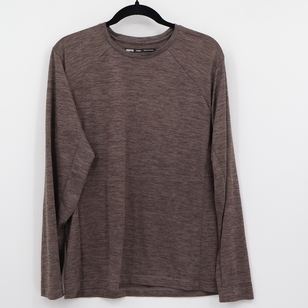 REI Co-op Athletic Tee Mens Med Brown Space Dye Base Layer Ski Snowboard Winter