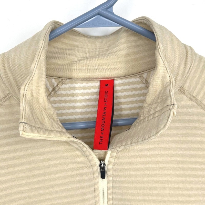 The Mountain Studio Mens M Beige Striped Quarter Zip Pullover Long Sleeve Shirt gallery