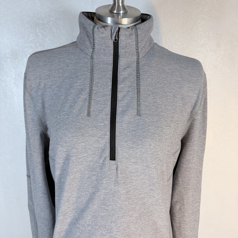 Lululemon Sweat Session Mens S/M READ Heathered Gray 1/4 Zip Pullover Thumb Hole gallery