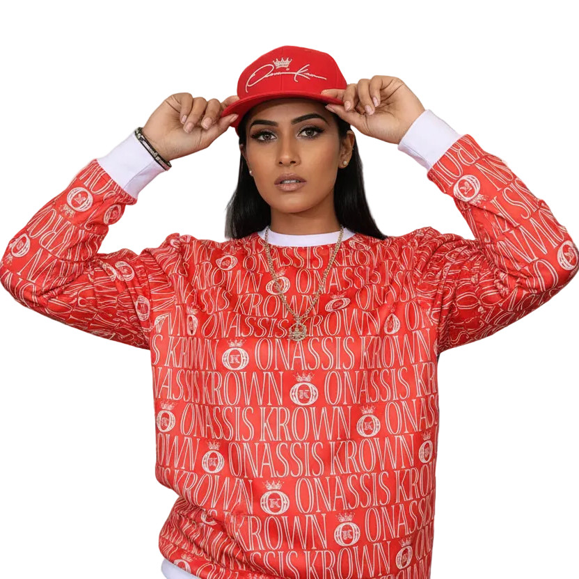 Onassis Krown Signature Monogram Pullover (Red/White) gallery