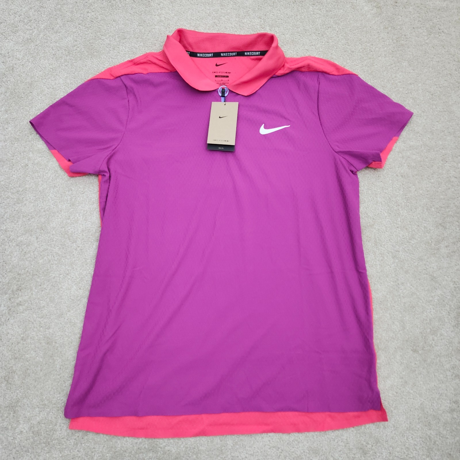 Nike Men Large Dri-Fit ADV Slam Tennis Polo Purple Pink FQ2017-518 gallery