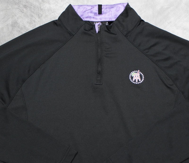 UNRL Golf Pullover Mens Medium Black Quarter Zip Barstool Sports Logo Top gallery