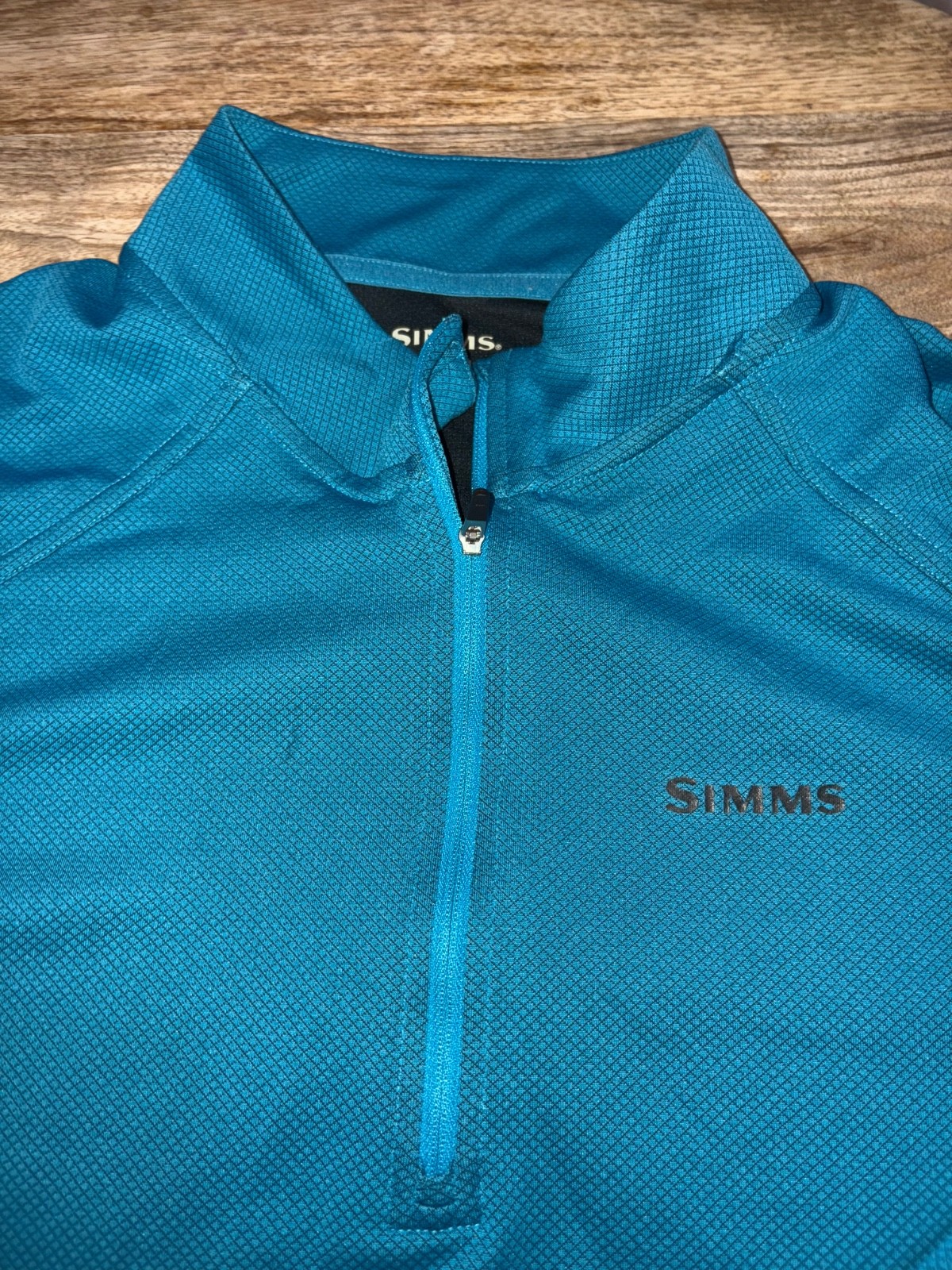Simms SolarFlex Plus Pullover Mens XL Blue UPF 50 Fishing Shirt flaws* gallery