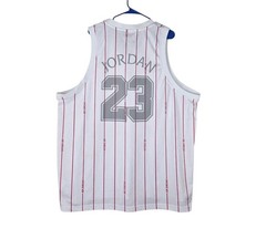 Air Jordan 23 Jersey Men 2XL Mesh Basketball White Red Pinstripe Tank DM1380-100