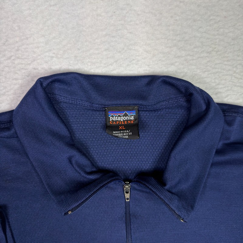 Vintage Patagonia Capilene Pullover Mens XL Blue 1/4 Zip Base Layer Made USA 90s gallery