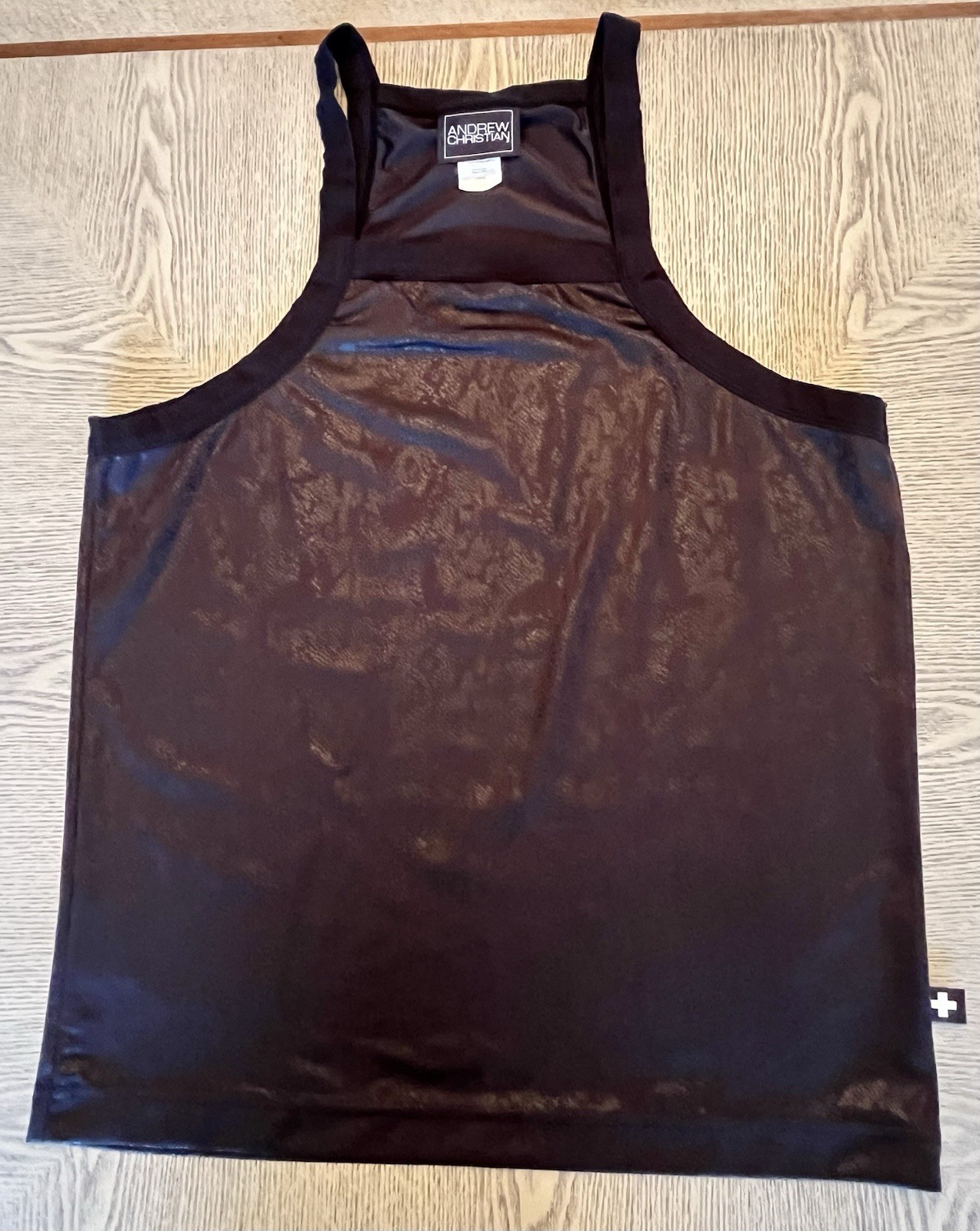 Andrew Christian Black Faux Snakeskin Stretch Tank Top Sz L Sexy Squared Top gallery