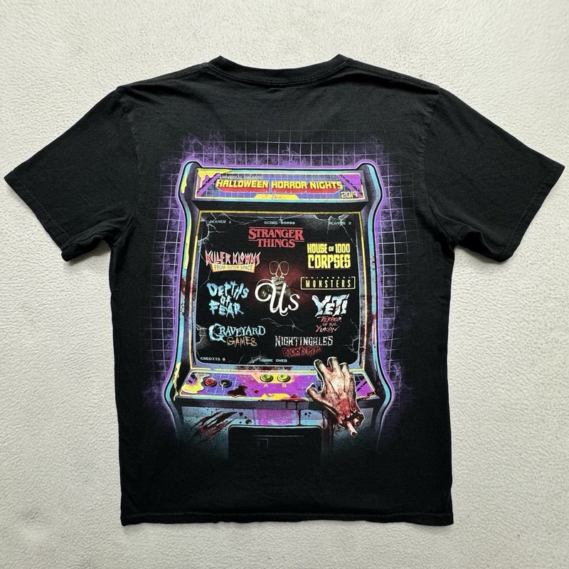 Universal Studios Halloween Horror Night Crew Neck Black HHN T-Shirt Men's Sz XS gallery