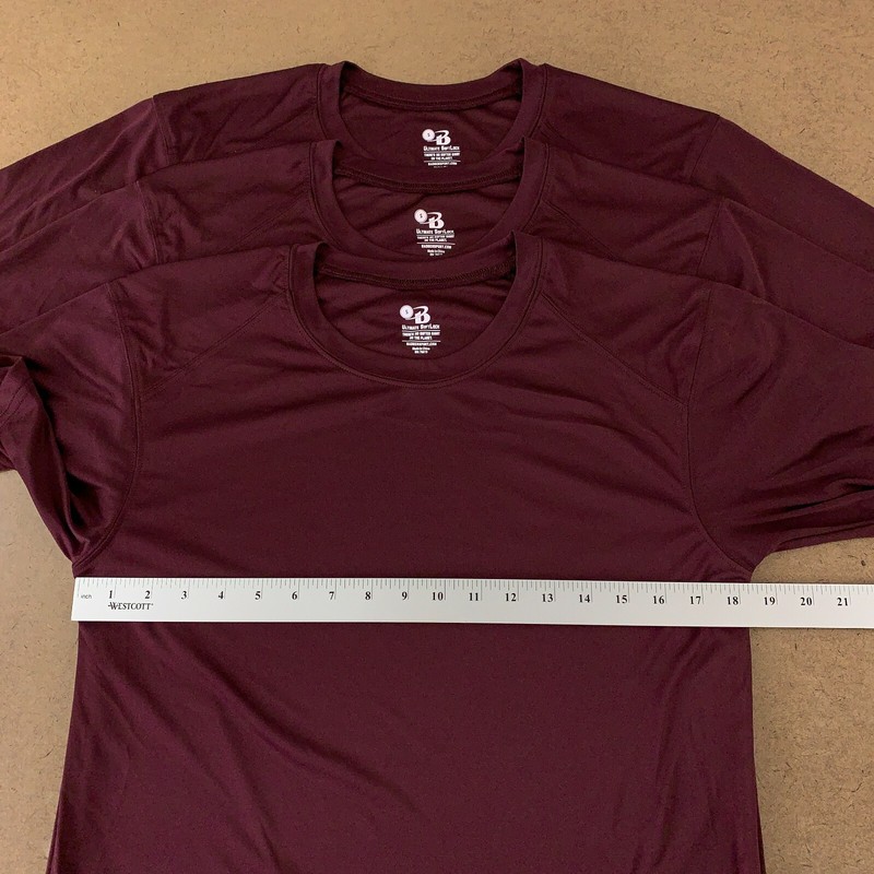 Lot of 3 Badger Sport Adult Size Small Maroon Short Sleeve Performance T-Shirts gallery