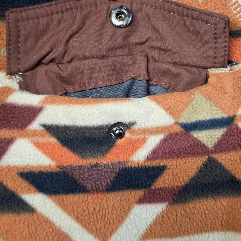 Eddie Bauer Pullover Mens Medium 1/4 Zip Fleece Orange Aztec Geometric Shirt gallery
