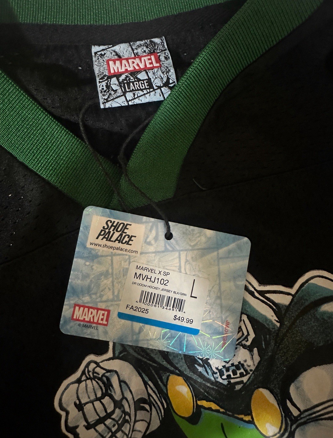 Marvel Doctor Doom Men's Hockey Jersey L Black Green White Mesh MVHJ102 gallery