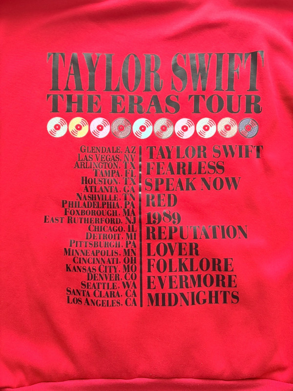 Taylor Swift The Eras Tour Red Hoodie Sweatshirt All Albums Unisex Size L gallery